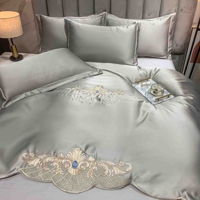 125 grammi ricamo di seta lavata 4 pezzi Set di biancheria da letto King Size Collezioni in stile europeo