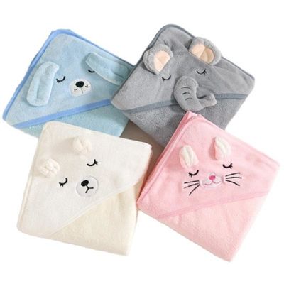 Cartoon Animal Kids Soft Microfiber Corall Fleece Hooded Bagnetto da bagno per ragazzi e ragazze