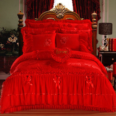 Hotel Wedding Essential 100% cotone velluto pizzo set lettiera con lenzuola abitabile