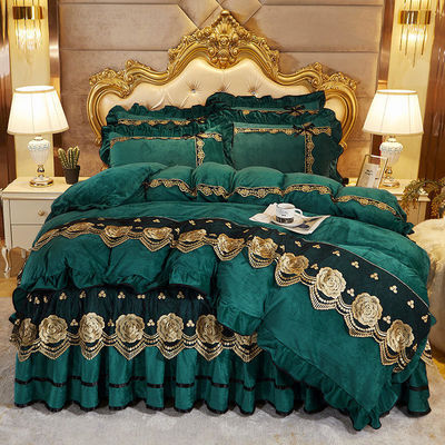 Etichetta di ricamo di lusso Comodità di coperte da sposa Set di biancheria da letto con ripieno di cotone