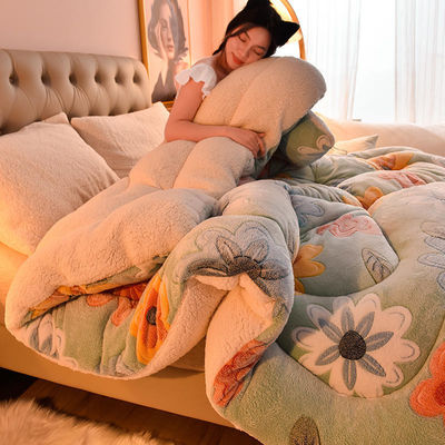 Stile moderno Super morbido caldo accogliente tessuto di poliestere copriletto taglia re adattato set di biancheria da letto