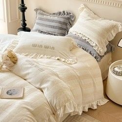 Logo personalizzato ricamo natalizio personalizzato cotone lavato seta da quattro pezzi set letti