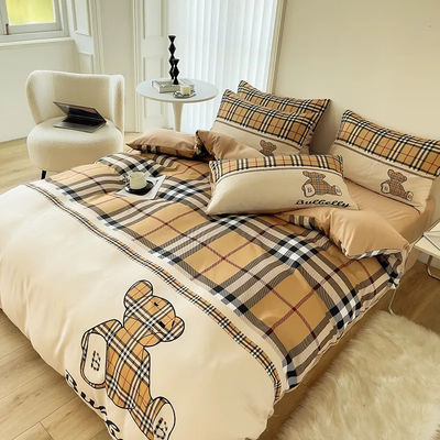 Luxury Lattice Bear Fashion Design Copertura di copriletto lenzuola set per bambini e adulti