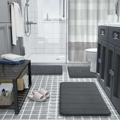 Confortevole e resistente tappeto da bagno a schiuma per la memoria 3pcs tappeti da bagno