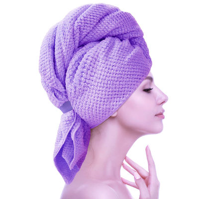 Asciugatura di capelli per donne di grandi dimensioni asciugamano a fascia elastica asciugamano in microfibra con modello a colori solidi