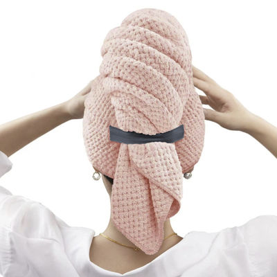 Asciugatura di capelli per donne di grandi dimensioni asciugamano a fascia elastica asciugamano in microfibra con modello a colori solidi