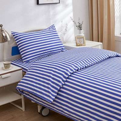 Set di biancheria da letto personalizzata per l'ospedale per uso medico a strisce solide in tessuto 100% cotone 3 pezzi