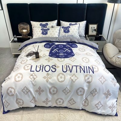 50 Conteggio tessuto cotone spazzolato 4 in 1 Set biancheria da letto bianca taglia re copertura di copriletto lenzuola