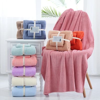 Tutti Gruppo d'età Logo personalizzato Coral Fleece Towel Set 2 Piece Microfiber Towel