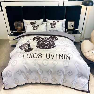 50 Conteggio tessuto cotone spazzolato 4 in 1 Set biancheria da letto bianca taglia re copertura di copriletto lenzuola