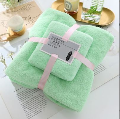 Tutti Gruppo d'età Logo personalizzato Coral Fleece Towel Set 2 Piece Microfiber Towel