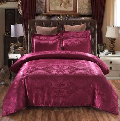 Set di biancheria da letto in satin ricamato in stile europeo da 3 pezzi