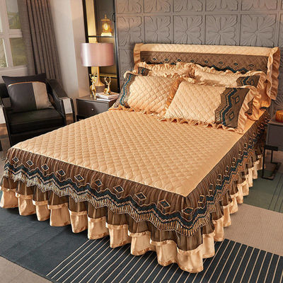 Lenzuola stampata personalizzata ricamo gonna da letto in pizzo per lo stile europeo e americano