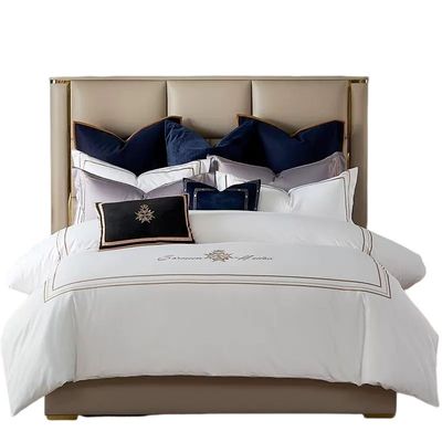 Set di biancheria da letto per hotel in cotone personalizzato con stile europeo Percale e logo ricamato di lusso