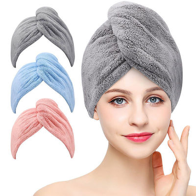 Disegno su misura Colorato puro Microfibra Corallo Vello Cappello per capelli asciutti veloci asciugamano capelli
