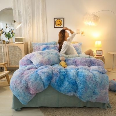 Set di biancheria da letto di design ingrossato 3 pezzi Colore caldo abbinamento piumino copriletto per matrimonio a casa