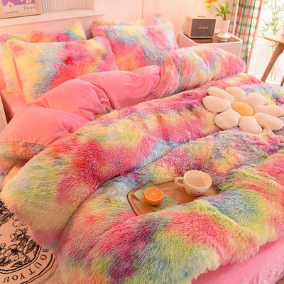 Set di biancheria da letto di design ingrossato 3 pezzi Colore caldo abbinamento piumino copriletto per matrimonio a casa