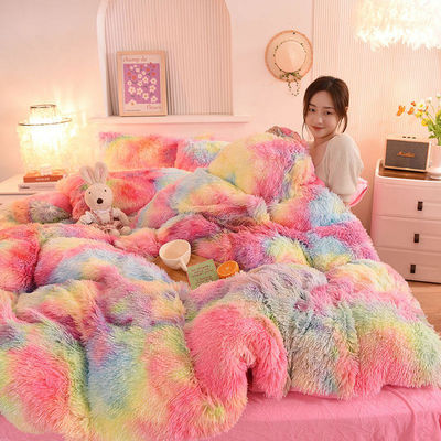 Set di biancheria da letto di design ingrossato 3 pezzi Colore caldo abbinamento piumino copriletto per matrimonio a casa