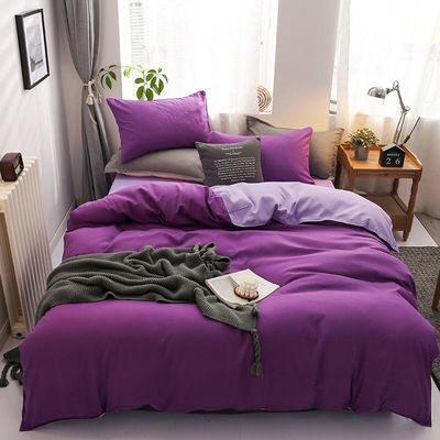 Contrasto colore 4 Pcs Set di biancheria da letto in microfibra Verde massiccio copertura di copriletto per letto King Size