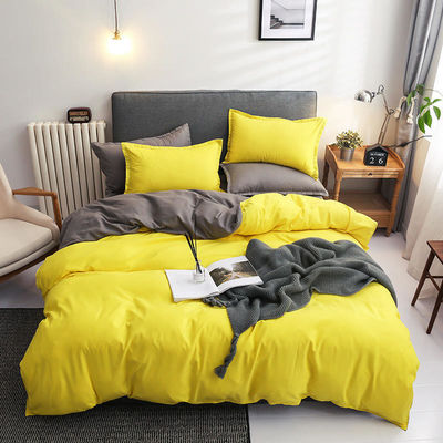 Contrasto colore 4 Pcs Set di biancheria da letto in microfibra Verde massiccio copertura di copriletto per letto King Size