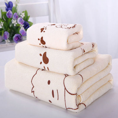 Home/Hotel Coral Fleece Soft Towel Set Microfiber Bear Print Bath Towel Set in tre pezzi
