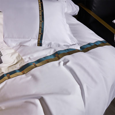 Home Custom 100% cotone Satin Larghe strisce anni '60 Jet Bianco ricamo Luxury Set copertura copriletto
