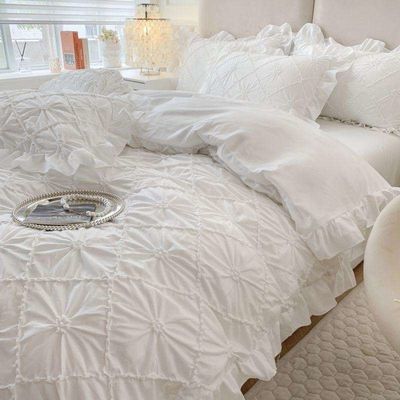 7 pezzi di biancheria da letto fluffy permeabile all'aria con tende corrispondenti