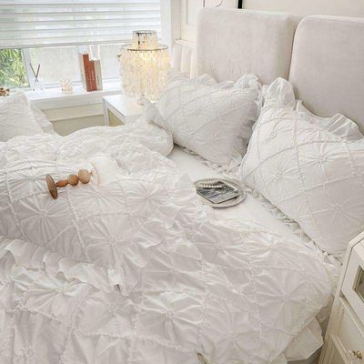 7 pezzi di biancheria da letto fluffy permeabile all'aria con tende corrispondenti