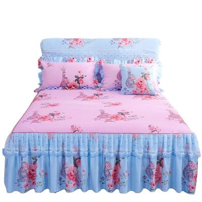 Hotel Style Letti a doppio pizzo con gonna copertura di copriletto Set di biancheria da letto impermeabile
