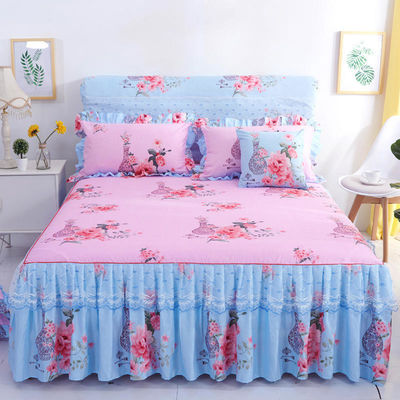 Hotel Style Letti a doppio pizzo con gonna copertura di copriletto Set di biancheria da letto impermeabile