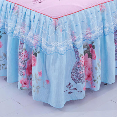 Hotel Style Letti a doppio pizzo con gonna copertura di copriletto Set di biancheria da letto impermeabile