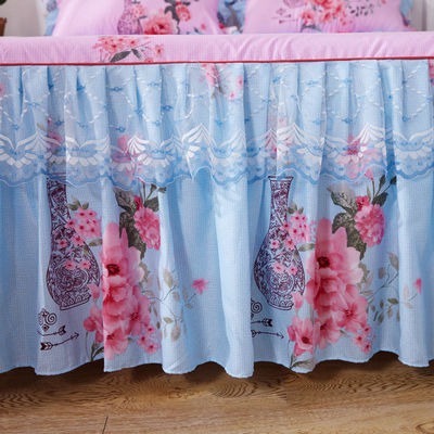 Hotel Style Letti a doppio pizzo con gonna copertura di copriletto Set di biancheria da letto impermeabile