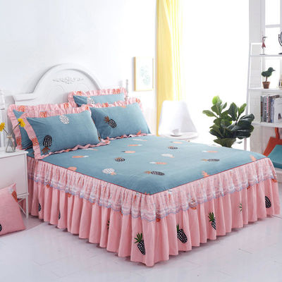 Hotel Style Letti a doppio pizzo con gonna copertura di copriletto Set di biancheria da letto impermeabile