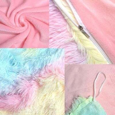 200TC Conteggio dei fili Set di biancheria da letto di pelliccia finta Piumino di visone arcobaleno di peluche di lusso Set di lenzuola montate