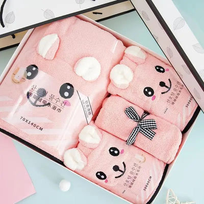 Logo personalizzato Quick Dry 4 Piece Bath Towel Set Soft Touch Mani e Volto Stampa Luxury Towel Set per tutte le età