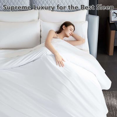 Set di biancheria da letto Hilton di lusso 5 stelle biancheria da letto in 400TC Modello solido con copertura di copriletto personalizzata