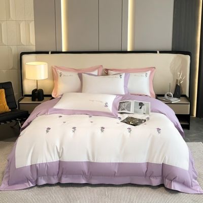 Squisito ricamo artigianale 100% cotone copriletto letto set per un sonno confortevole 4 Pcs