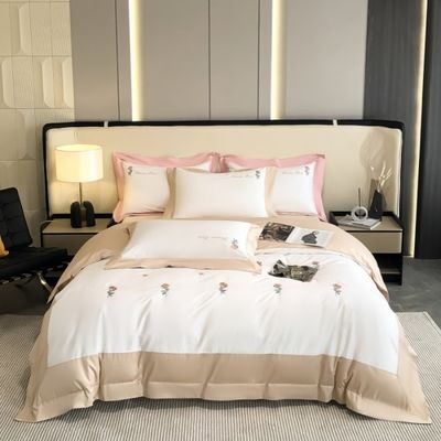 Squisito ricamo artigianale 100% cotone copriletto letto set per un sonno confortevole 4 Pcs