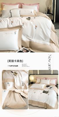 Squisito ricamo artigianale 100% cotone copriletto letto set per un sonno confortevole 4 Pcs