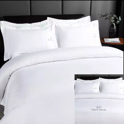 Set di biancheria da letto di cotone 100% bianco per il comfort degli alberghi di lusso