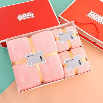 Set di asciugamani da bagno regalo per la casa e l' hotel in colore personalizzato fleece di corallo spessa