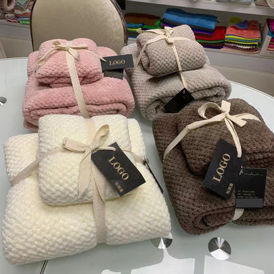 Home Logo personalizzato Coral Velvet Microfiber Ananas Check Towel e Bath Towel Set