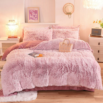 4 pezzi di biancheria da letto a colori solidi per tutte le stagioni di pelliccia finta velluto pelosa piumosa leggera per ragazze