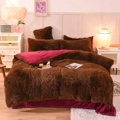 4 pcs Set di copertura per copriletto Queen Size con gonna di raso e materiale da letto di cotone vellutato