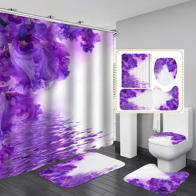 Stampa digitale spessa Flower Design Bagno tende e tappeti per doccia Set stagionale