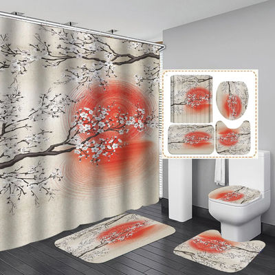 Stampa digitale spessa Flower Design Bagno tende e tappeti per doccia Set stagionale