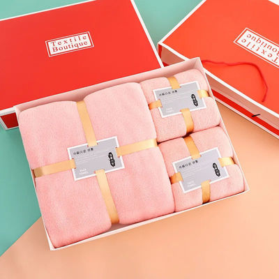 Set di asciugamani di bagno rettangolari morbidi e assorbiti per SPA Microfibra di fleece di corallo spessa