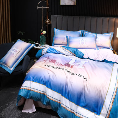 2023 Set di copriletto biancheria da letto di seta lavata con disegni personalizzati e materiali sostenibili