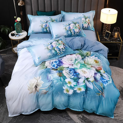 2023 Lavatura di seta comodo Beddinmg Set di stampa diagonale lenzuola da letto di lusso copertura da letto Fiore