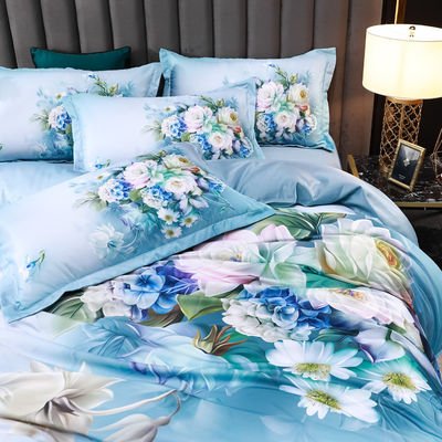 2023 Lavatura di seta comodo Beddinmg Set di stampa diagonale lenzuola da letto di lusso copertura da letto Fiore